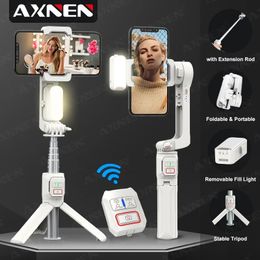 Stabilisers AXNEN A10 Handheld Gimbal Smartphone Stabiliser with Fill Light Extension Rod Remote Cellphone Selfie Stick for 231216