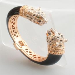 Bangle GrayBirds High Quality Crystal Enamel Epoxy Animal Bangles Panther Leopard Bracelets Cuff For Women Jewelry GB11881183M