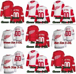 set CUSTOM Detroit Red Hockey Jerseys Wing 53 Moritz Seider 38 Robert Hagg 14 Robby Fabbri 11 Filip Zadina 82 Jord an Oesterle 35 Vill