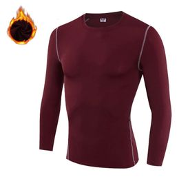 Men's Thermal Underwear Men Thermal Underwear Add Woollen Compression Tight T-Shirts Long Sleeve Warm Thermal Tops Running Fitness Gym Sportswear 231218