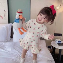Girl's Dresses Girls Dress 2023 Autumn New Korean Girls' Splicing Pleated Dress Polka Dot Printed Baby Kids Casual Clothing