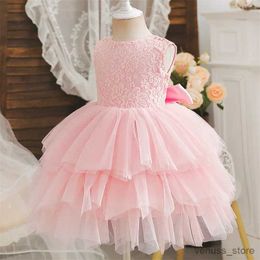 Girl's Dresses Korean Baby Girl Princess Dress 2-6Years Kids Girl Birthday Party Prom Gown Cake Layers Flower Girl Dress Wedding Formal Vestido