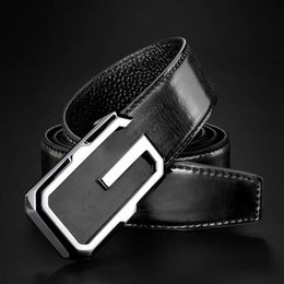 Men leather fashion personality young business leisure cowhide belt middle-aged smooth buckle A15278B