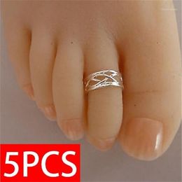 5PCS 925 Silver Foot Ring Fashion Women Elegant Adjustable Antique Toe Ring Foot Beach Jewelry1259P