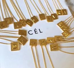Gold Block Designer Pendant Necklaces for Women Link Chain Short Choker Square Letters Geometry Necklace Nice Jewellery Wholesale Brand Name