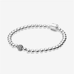 925 Sterling Silver Sparkling Beads & Pave Charm Bracelets Fashion Wedding Engagement Jewellery Accessories For Women Gift324d