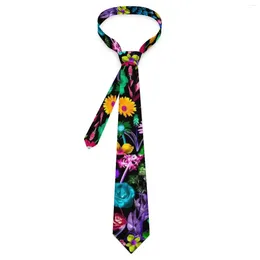 Bow Ties Colorful Floral Print Tie Glowing Garden Cosplay Party Neck Classic Casual For Unisex Collar Necktie Gift Idea