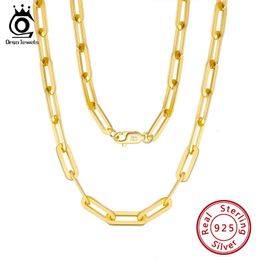 Chokers ORSA JEWELS 6mm 9mm 12mm Sizes Paperclip Link Chain Necklace 925 Sterling Silver 14k Gold Chain Man Woman Necklaces as Gift SC39 231218