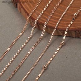 Pendant Necklaces Elegant Thin Necklace For Women Girls 585 Rose Gold Colour Herringbone Cuban Chain Fashion Party Gifts 2mm 3mmL231218