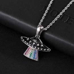 D&Z Micro Paved Colorful Cubic Zirconia Alien Pendant Necklace For Men's Hip Hop Iced Out Jewelry Bijoux257C