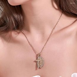 Pendant Necklaces Exquisite Classic Zircon Cross Virgin Mary Necklace For Women Fashion Faith Gold Plated Jewellery Birthday Gift Wife