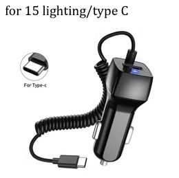 2024 in stock 3.1A Car Charger With Mobile Phone For Samsung S10 Xiaomi Micro USB Type C Cable Fast Cars for iPhone 15 14 13 12 Chargers Adapter