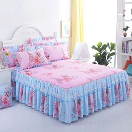 Bedspread Floral Elegant Bed Skirts Sanding Lace Bed Cover Bedroom Non-Slip Mattress Cover Skirt Bedspreads Bed Two-Layer Decorated Cover 231218