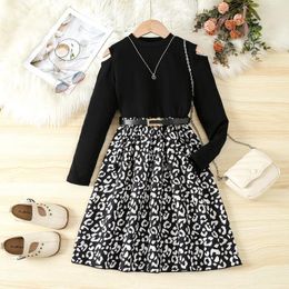 Girl Dresses 8-12 Year Old Girl's Spring And Autumn Long Sleeved Color Matching Fashion Dress
