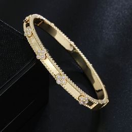 Luxury Fashion Designer Narrow Clover Women's Bracelet 18K Gold Plated Silver Plum Blossom Bracelet Exquisite High-end Ladies Jewelry Christmas Gift