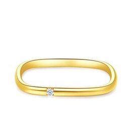 Simple Fashion Jewellery Square Ring 925 Sterling Silver&Gold Fill Solitaire CZ Diamond Party Lovely Women Wedding Band Ring For Lov286B