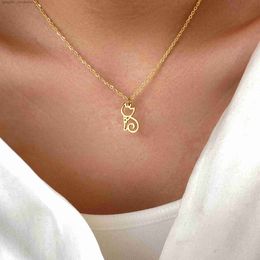 Pendant Necklaces Stainless Steel Necklaces Line Cartoon Cat Pendants Chain Choker Jewellery Fashion Necklace For Women Jewellery Party Friend GiftsL231218