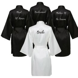 Jeans Satin Silk Robe Bride Robe Women Wedding Robe Bridesmaid Robes Dressing Bridal Robes Black