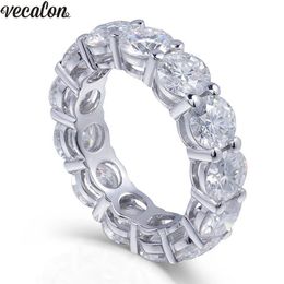 Vecalon 925 Sterling Silver Eternity Ring 6mm 5a Zircon Sona Cz Engagement Wedding Band Rings For Women Bridal Finger Jewelry J190222u