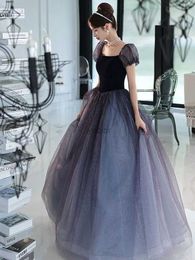 Basic Casual Dresses Elegant and beautiful women's new style 2023 women's elegant puff sleeves fluffy formal occasion prom evening dress free shippinL231218