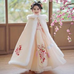 Girl Dresses Chinese Style Girls Hanfu Thickened Long Dress Ancient Costume Super Fairy Year Kids For