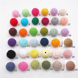 Chengkai 50pcs 20mm Round Knitting Cotton Crochet Wooden Beads Balls for DIY decoration baby teether Jewellery necklace Toy T200323227G