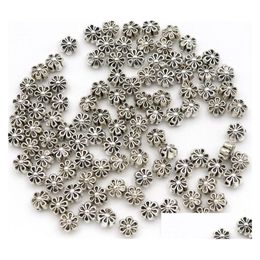 Alloy 500Pcs Tibetan Sier Seed Spacer Flower Metal Beads For Jewellery Making Handmade Diy Bracelet Necklace Accessories Wholesale Drop Dh5Bq