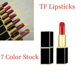 Luxury Brand Lipstick For Girl TF Classic Square Tube 3g 7 Color Lipsticks Matte Cream Lip Color Rouge A Levres Lady Lip Beauty Long Lasting Waterproof Lip Stick Stock