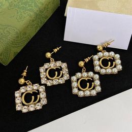 Designer Letter Earring Stud For Women Fashion Earrings Diamonds Gold Earrings Luxury Jewelry Mens Hoop Earring Studs 2208041D324c