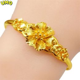 Charm Bracelets UMQ 24k Gold Bracelet 999 Full Gold Dragon and Phoenix Auspicious Sand Gold Bracelet Thai Gold Vietnam Sand Gold Bracelet Bridal 231218