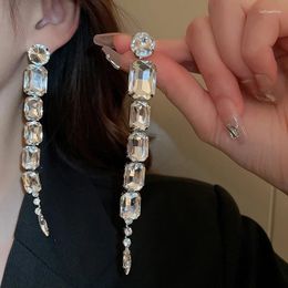 Dangle Earrings Sparkling Long Statement Big Shinning Stones Drop Wedding Party Jewelry