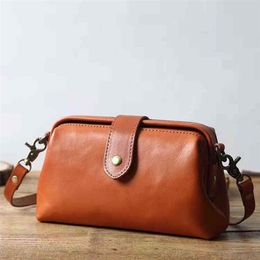 Retro Mini Shoulder Bags for Women Crossbody Bag Casual Multi-pocket Wallet Leather Handbag Cylindrical Tote Messenger Bag Gift G1239E