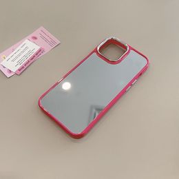 Make up Mirror Electroplated Protective Phone Cases For iPhone 15 14 11 13 12 11 Pro Max Back 15pro Cover Electroplate Case Pink