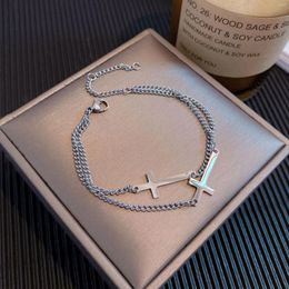 Charm Bracelets Stainless Steel Hand Chain Lucky Cross For Women Men European Couple Bangle Friends Birthday Hiphop Party Jewelry Gift