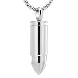 Top Polishing Bullet Urn Ash Holder Keepsake Jewellery Men Women Necklace Stainless Steel Cremation Pendants and Charms2590