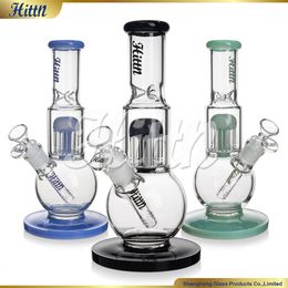 Hittn Glass Bong 10 Inches Water Bong 8 Tree Arms Perc Round Chamber Thick Glass with 14mm Joint 2024 Factory New