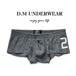 Underpants Men's Underwear Sexy Solid Colour Boxers Button Letter 20 Thread Cotton Thick Boxer Tide Panties Men