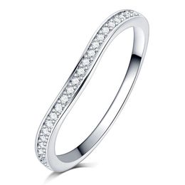 New fashion design full Clear A zircon stone pave silver Colour wave Ring engagement Cocktail wedding alliance for women girls258W