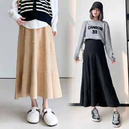 Skirts Skorts 5591# Autumn Winter Fashion Knitted Maternity Skirts Elastic Waist Belly A Line Slim Loose Clothes for Pregnant Women Pregnancy 231218