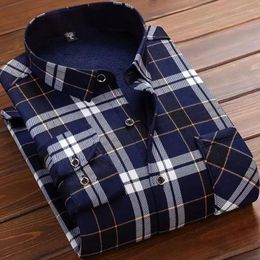 Men's Casual Shirts 2023 Winter Arrival Fashion Long Sleeve Shirt Men Fleece Thicken Warm High Quality Size M-4XL CY026