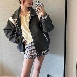 Women's Jackets For Women Korean Style Loose Baseball Patchwork Harajuku Casual Cardigans Long Sleeved Vintage Coats Tops