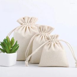 Shopping Bags 2 Pcs/Lot High Quality Natural Linen Storage Drawstring Christmas Gift Package Small Pouch Home Organise Cotton Sacks