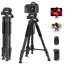 Holders 180cm Camera Tripod Aluminium Travel Tripods Compatible with DSLR SLR Canon Nikon iPhone Video Live Stream Vlogging Photography