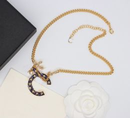 2024 Luxury quality large word shape pendant necklace with black Colour design in 18k gold plated have stamp box PS3573A