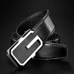 Men leather fashion personality young business leisure cowhide belt middle-aged smooth buckle A152451