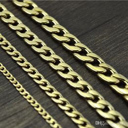 Never fade Stainless steel Figaro Chain Necklace 4 Sizes Men Jewellery 18K Real Yellow Gold Plated 9mm Chain Necklaces for Women Men276i