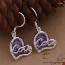 Dangle Earrings AE138 925 Sterling Silver Fashion Jewelry Amazing Heart Inlaid Purple Stone /bcxajuea Dmoamdva