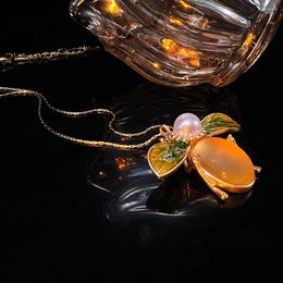 Necklace Earrings Set Original French Frosted Glass Bee Copper Plated Enamel Smart