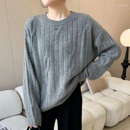 Women's Sweaters Loose Cable Tie Dropped Shoulder Sleeve Casual Wool Sweater For Women
