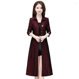 Women's Trench Coats High-end Windbreaker Autumn And Winter Temperament Waist Thin Casual All-match Mid-length Long-Sleeved Coat